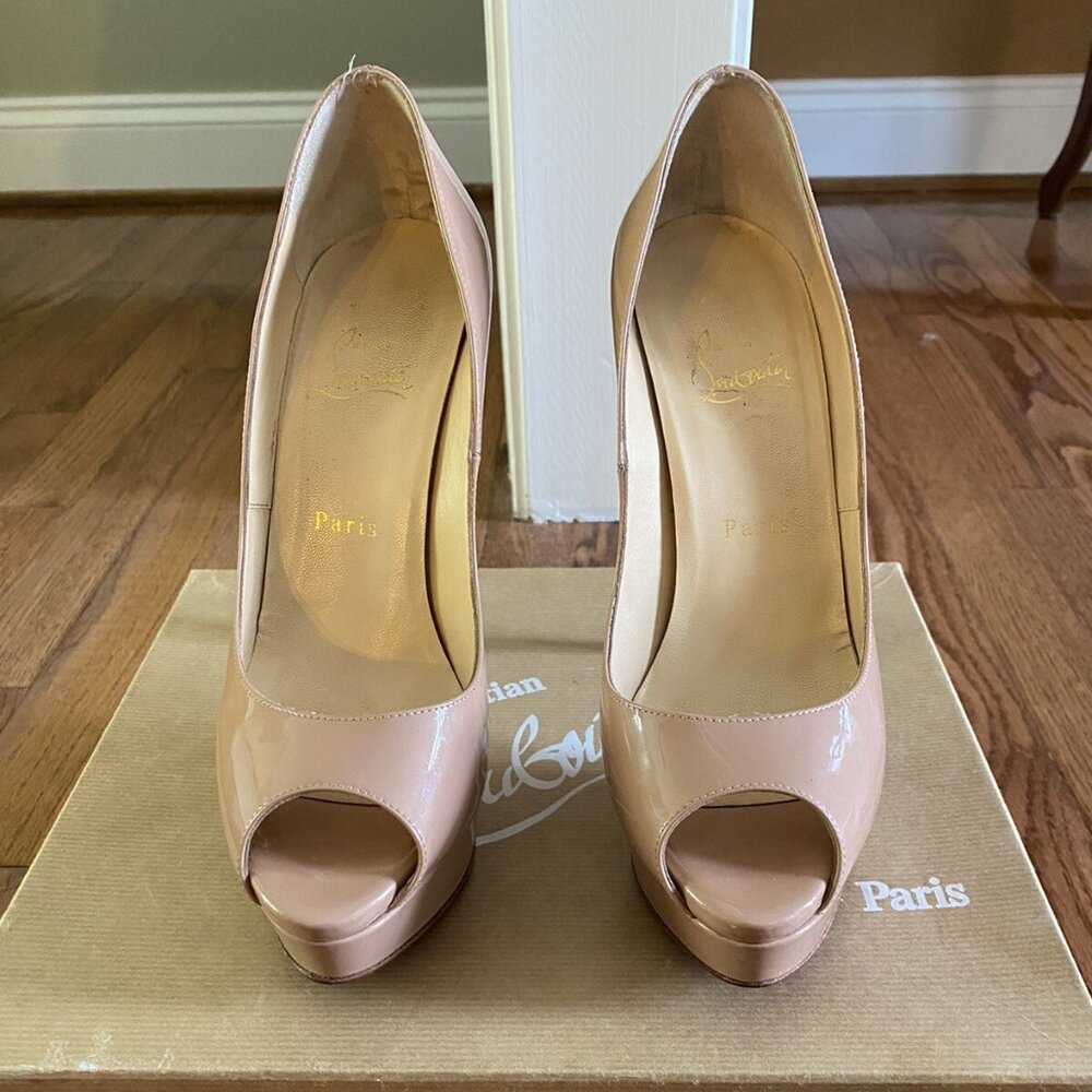 Christian Louboutin Lady Peep 150 Patent Calf Heels